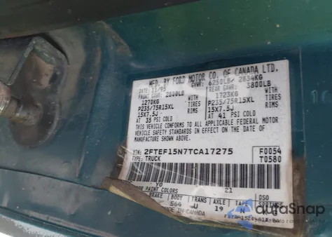 1996 Ford F150 z USA, uszkodzony, nr VIN 2FTEF15N7TCA17275